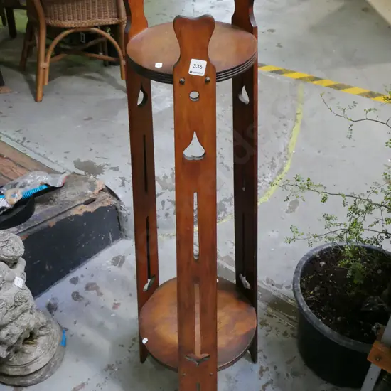 wooden Edwardian 2 tier jardiniere stand H-1210