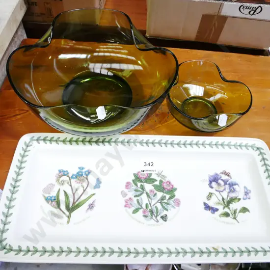2x retro glass bowls, Portmeirion sandwich plate