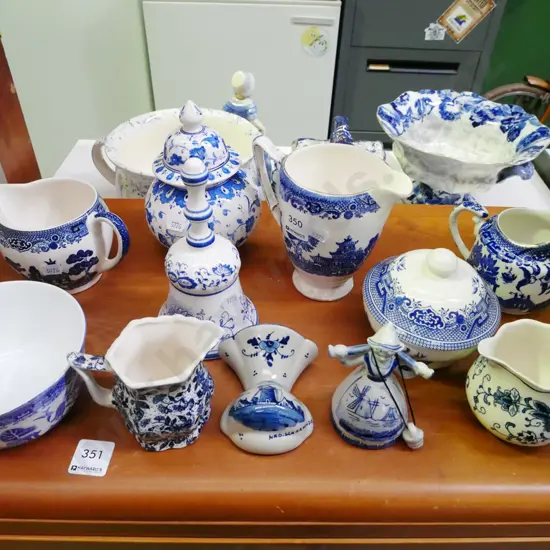 blue and white; ginger jars, jugs, canisters etc