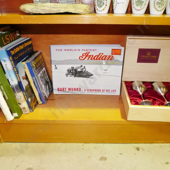 various books, 2x cased pewter goblets