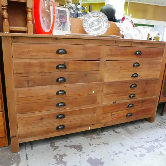 Indonesian wooden 8 drawer chest H-910 W-1560 D-500