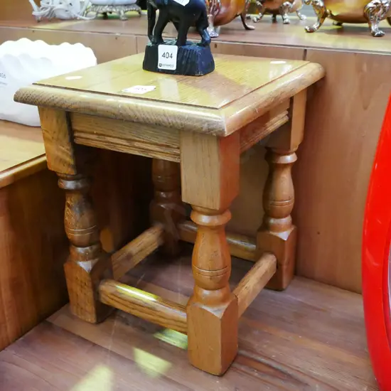 small solid oak stool H-300 W-260 D-260