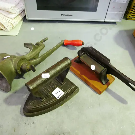 bench top mixer, sad iron, small cigar guillotine/slicer