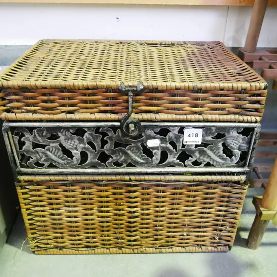 metal and cane storage box H-310