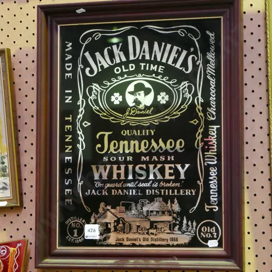 Jack Daniels advertising mirror, 3 prints - blue dots