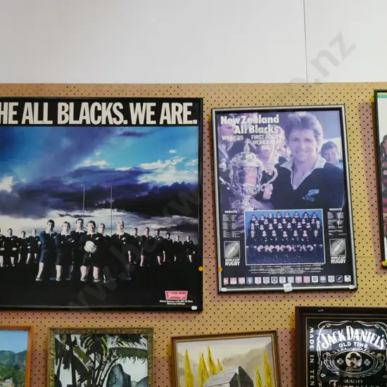 3x framed rugby poster prints - orange dots