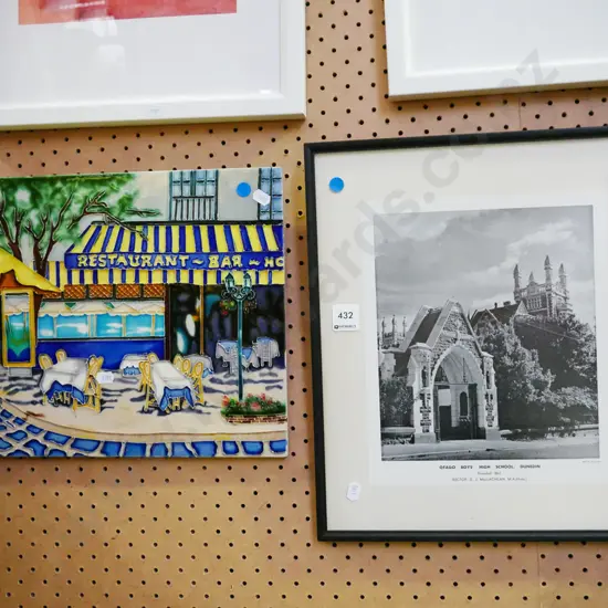 framed Otago Boys Archway photo print, wall tile - French café