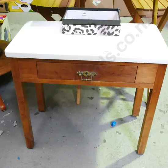 small cut down uneven single drawer hall table H-540 W-600 D-330