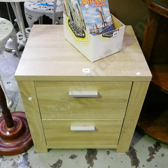 mdf faux wood veneer 2 drawer bedside cabinet