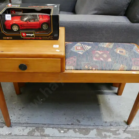 upholstered rimu telephone table with single drawer