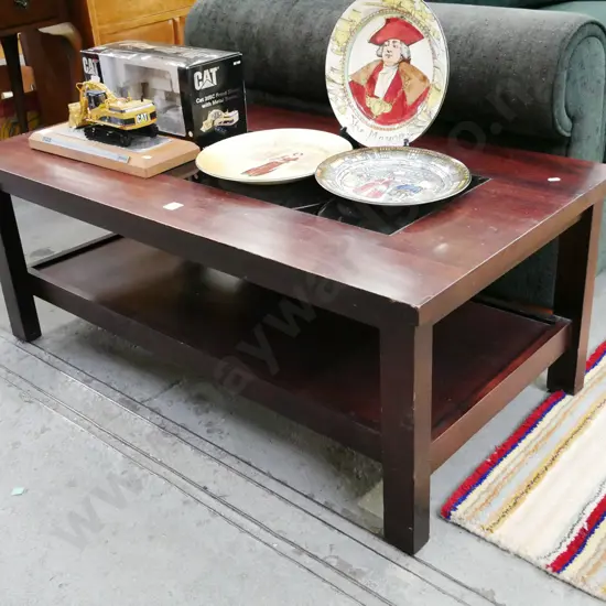 solid pine and glass top coffee table H-420 W-1110 D-570