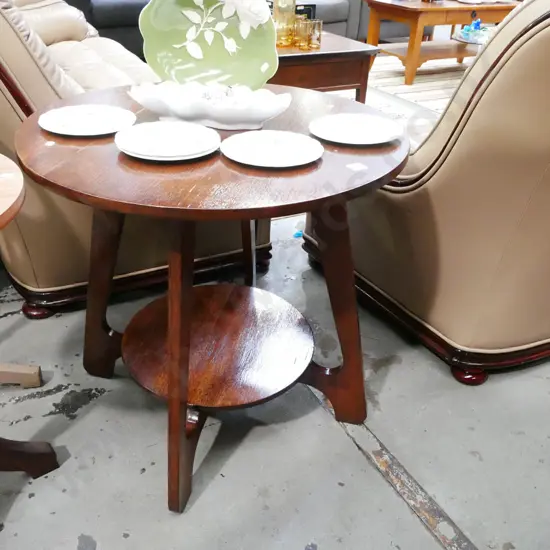 oak lamp table H-640 Diam-660