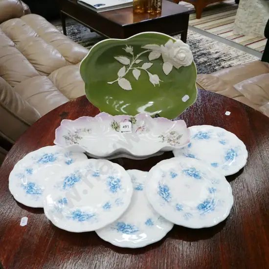 Royal Winton rose bowl, Japanese dish, 4x Royal Albert plates