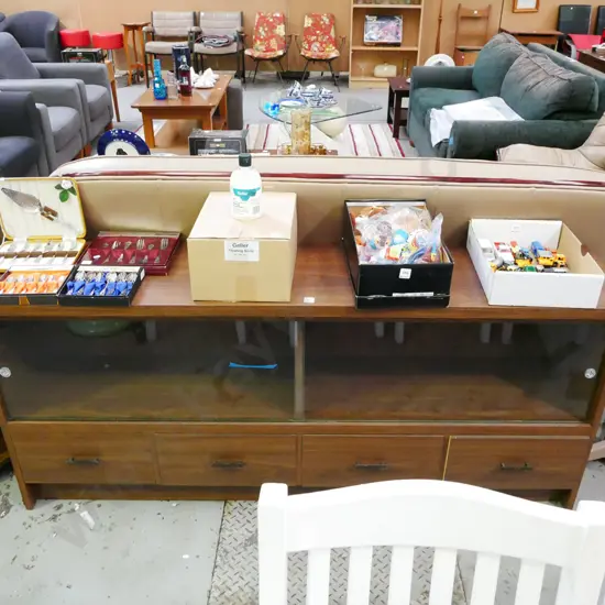 mdf faux wood veneer 4 drawer sideboard/china cabinet H-720 W-1680 D-375