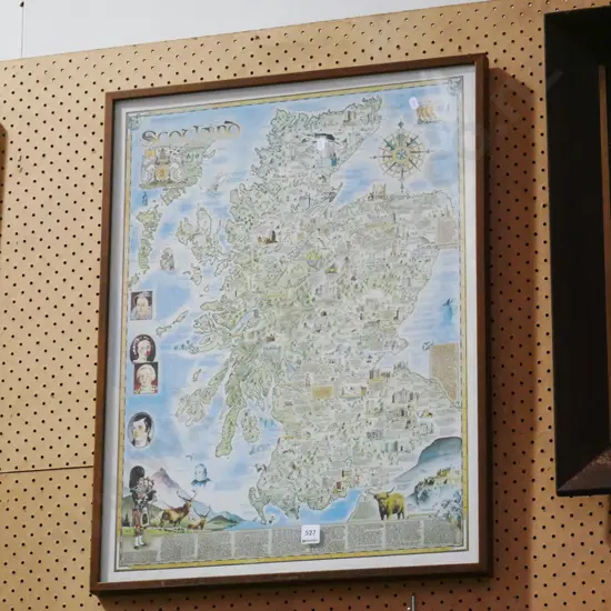 framed illustrated map of Scotland