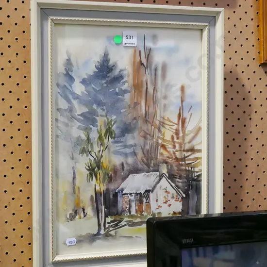 framed Joan Elder '81 - watercolour - farmhouse