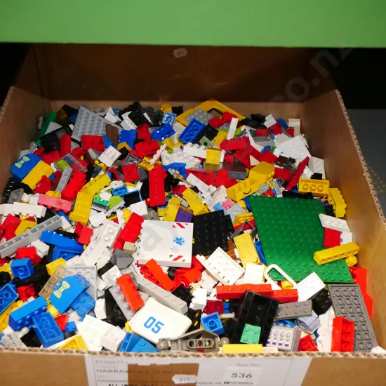box of Lego pieces