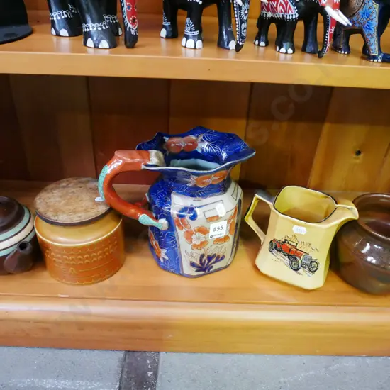 teapot, jugs, Hornby tea canister, studio pottery bowl