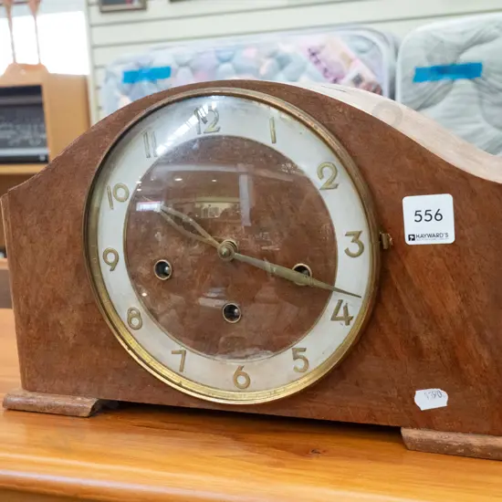 wood cased mantle clock