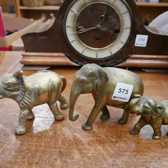 3x heavy brass elephants H-170