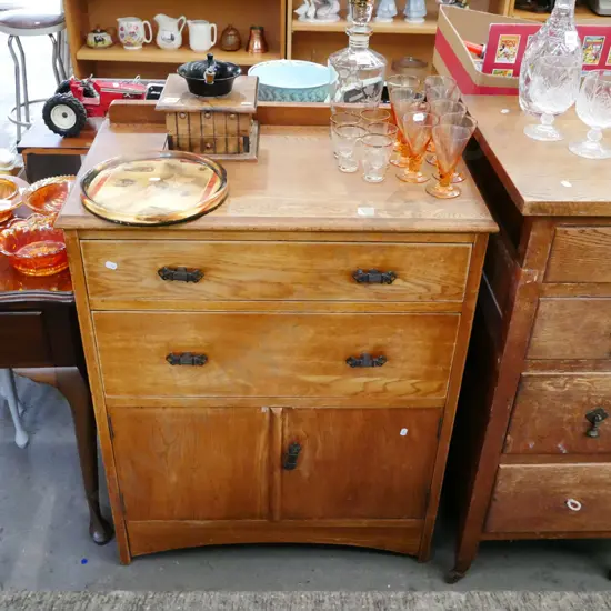 solid oak 2 drawer 2 door chest H-890 W-680 D-400