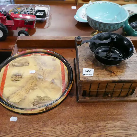 coffee mill, souvenir NZ tray