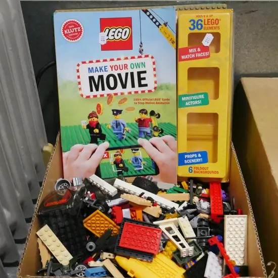 box of Lego pieces