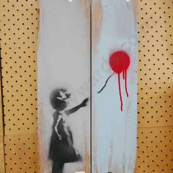 framed mixed media on board - girl in blue