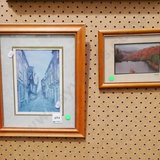 2x framed prints - green dots