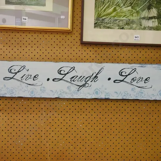 Live, Laugh, Love print on board