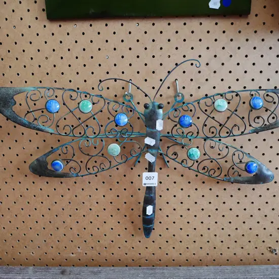 wrought metal garden wall art - dragonfly
