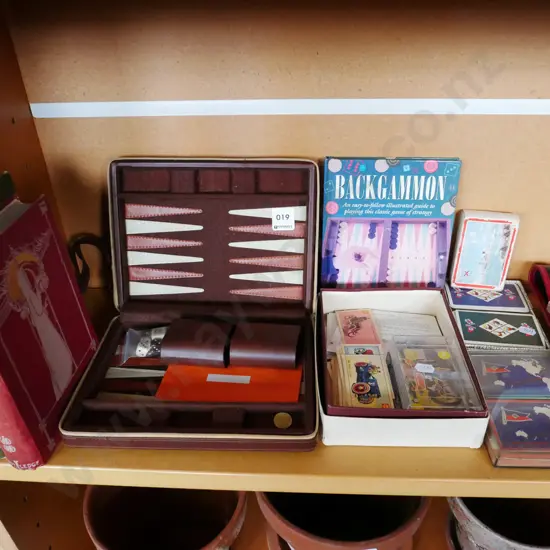 books, backgammon, belt, cards etc