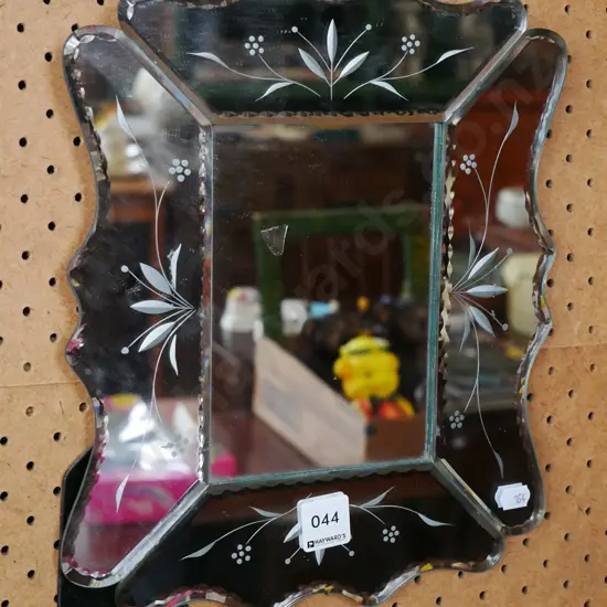 small reproduction Victorian mirror - some damage H-310