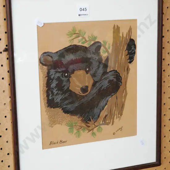framed watercolour - black bear