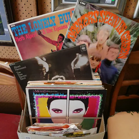 box of LPs and 45s