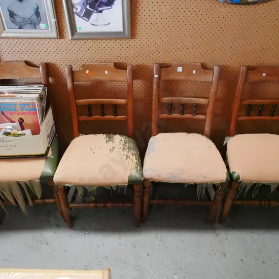 4x mahogany antique turned leg chairs - need reupholstering