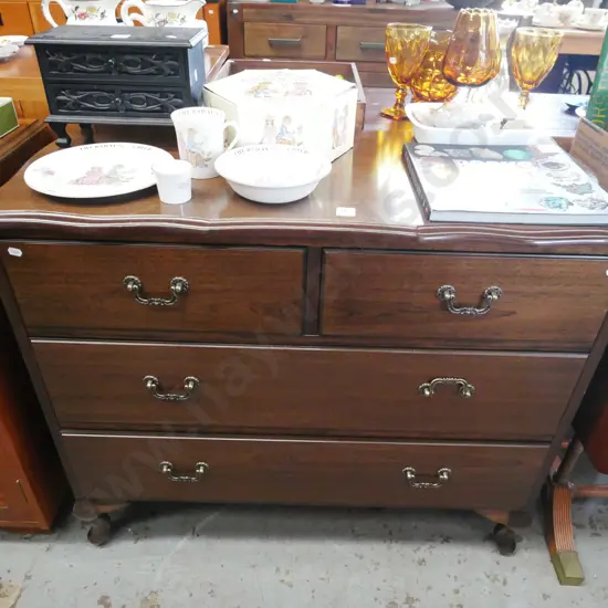 mdf faux wood veneer 4 drawer cab leg lowboy H-775 W-930 D-410