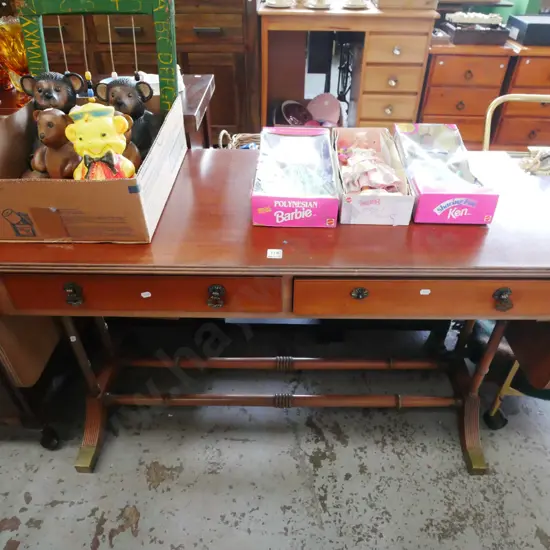 mahogany refectory based dropside 2 drawer hall table Unextended H-690 W-1140 D-470