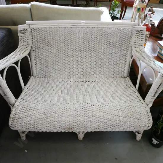 vintage bamboo and seagrass patio settee