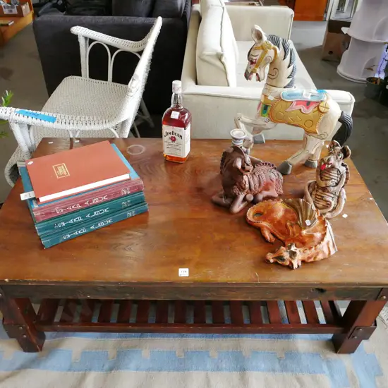 restorer's oregon and veneer coffee table H-455 W-1200 D-700