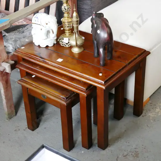 solid pine nest of 3 tables