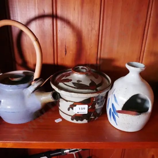 studio pottery teapot, casserole, salt pig