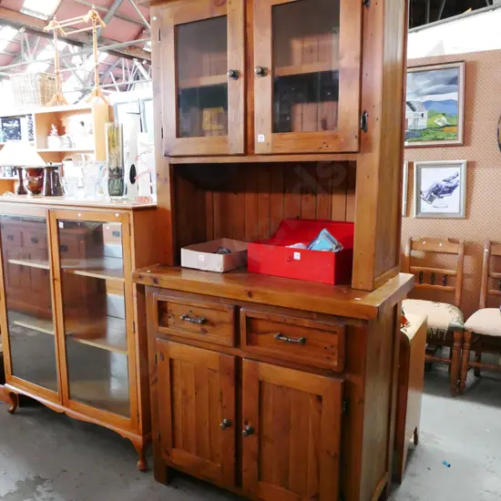 solid pine 2 door 2 drawer cabinet with bevelled edge doors H-2050 W-1000 D-500