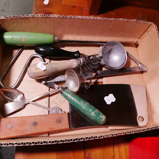 box of kitchen utensils