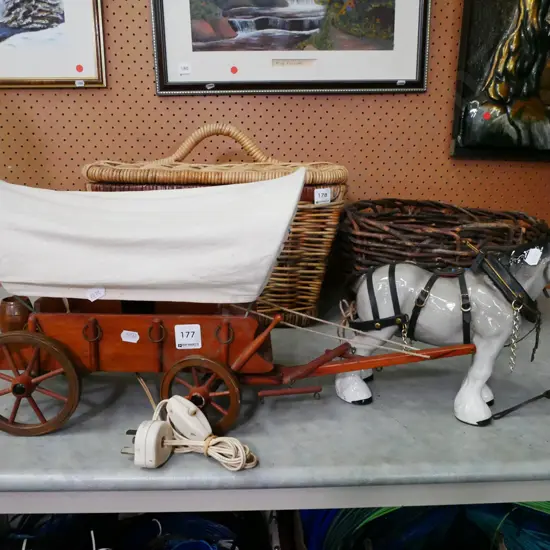 horse and wagon themed table lamp