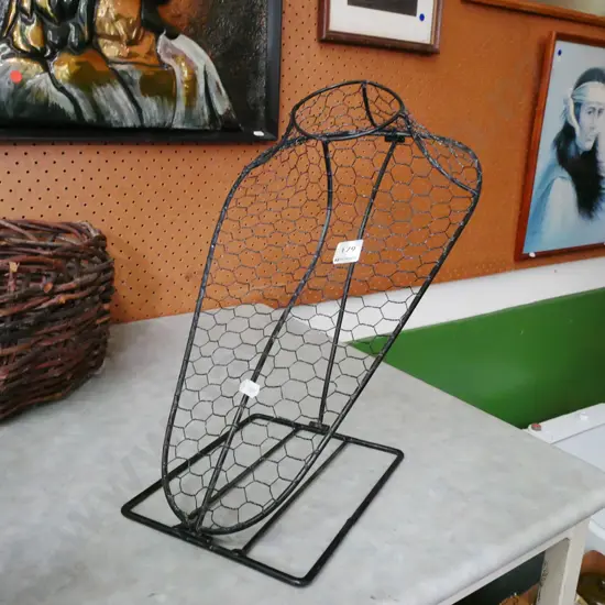 metal and chicken wire jewellery stand