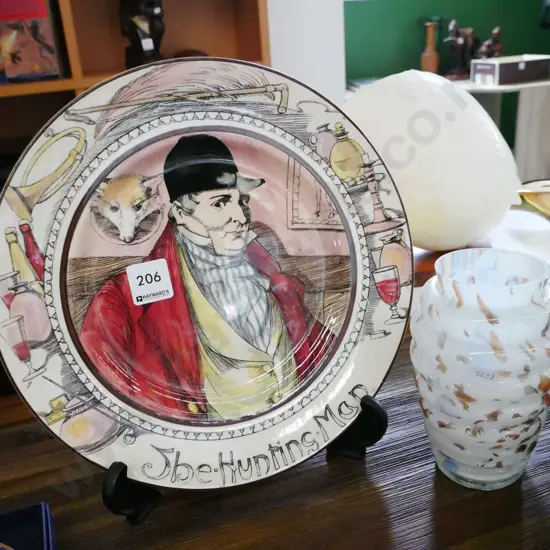 Royal Doulton hunting plate, glass canister - no lid