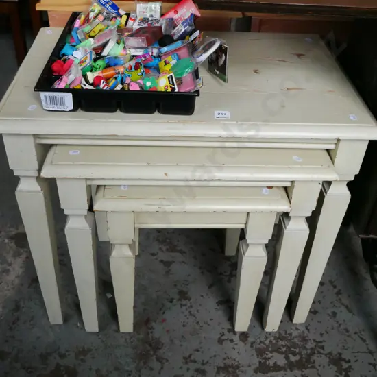nest of 3x distressed painted tables
