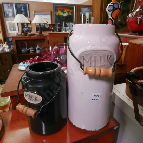 2x reproduction enamel milk pails H-330