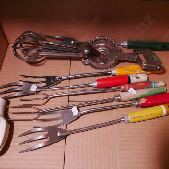 box of kitchen utensils